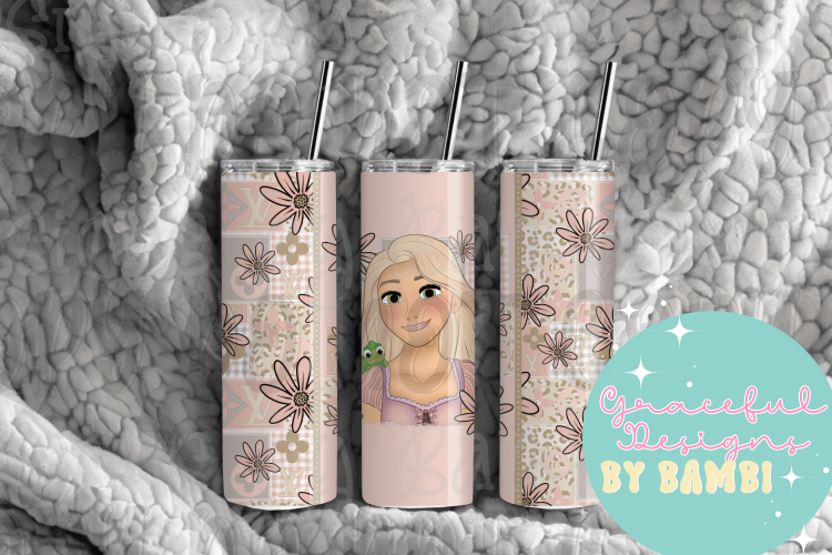 20oz Tall Skinny Sublimation Vintage Rapunzel Tumbler