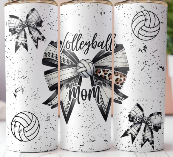 Volleyball Mom Bow 20 oz Skinny Sublimation Tumbler