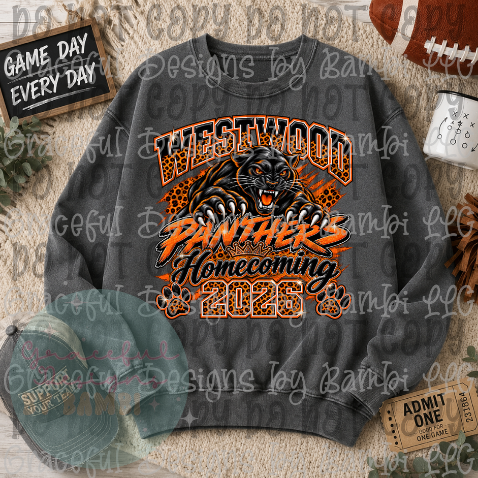 Faux Glitter Westwood Panthers Homecoming 2026
