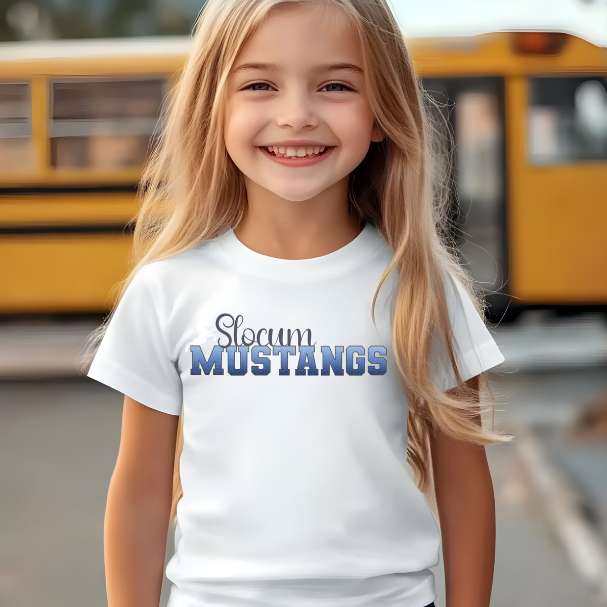 Slocum Mustangs Blue Ombre Grey Outline with Mustang