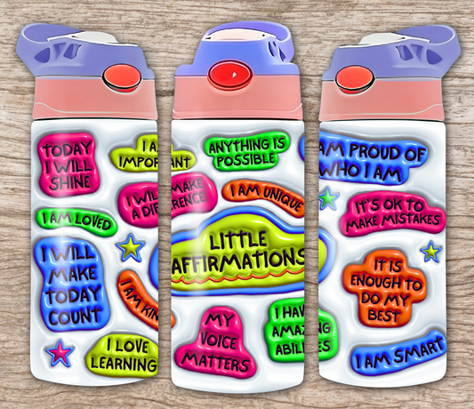 Little Affirmations 12oz Flip Top Sublimation Tumbler