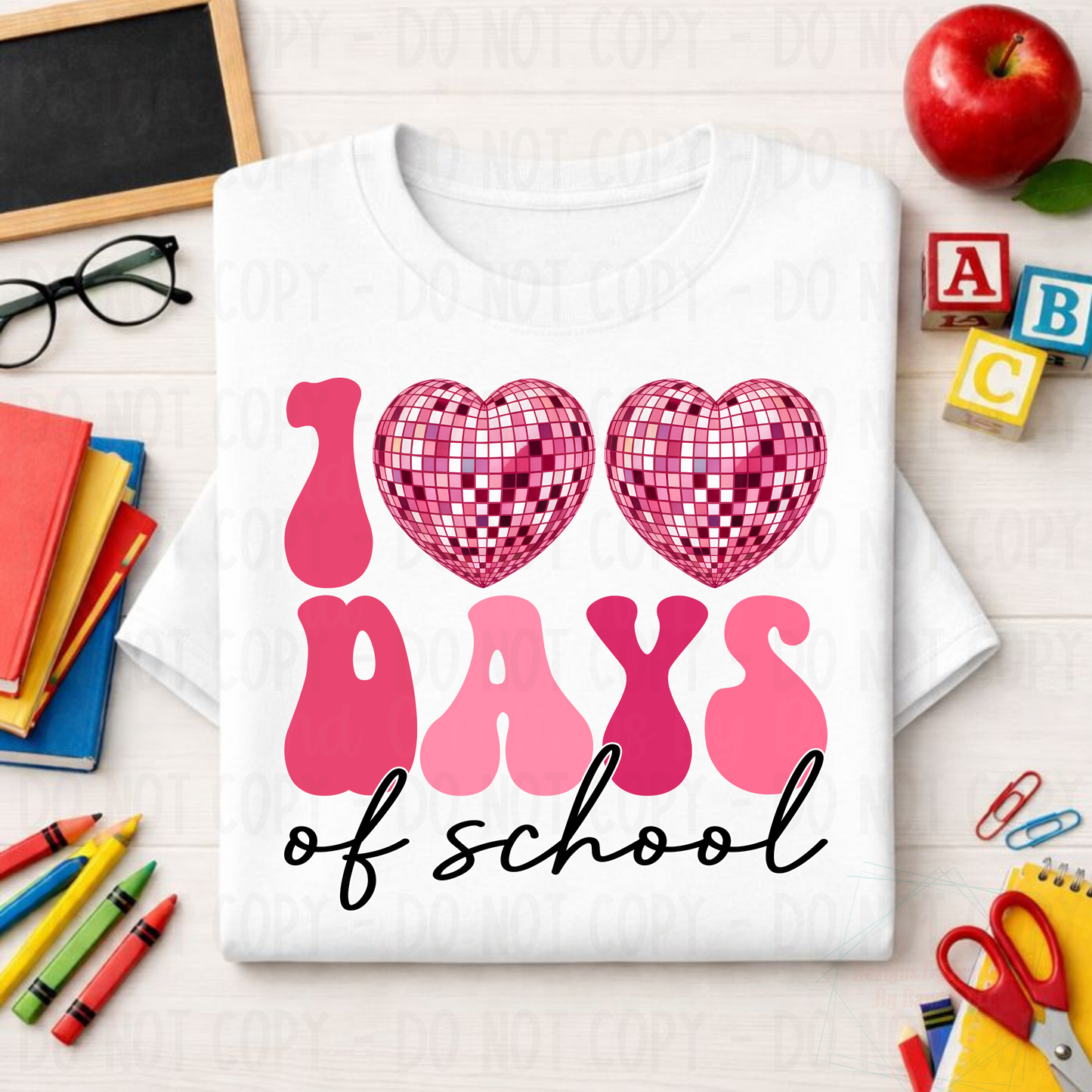 100 Days of School Pink Faux Glitter