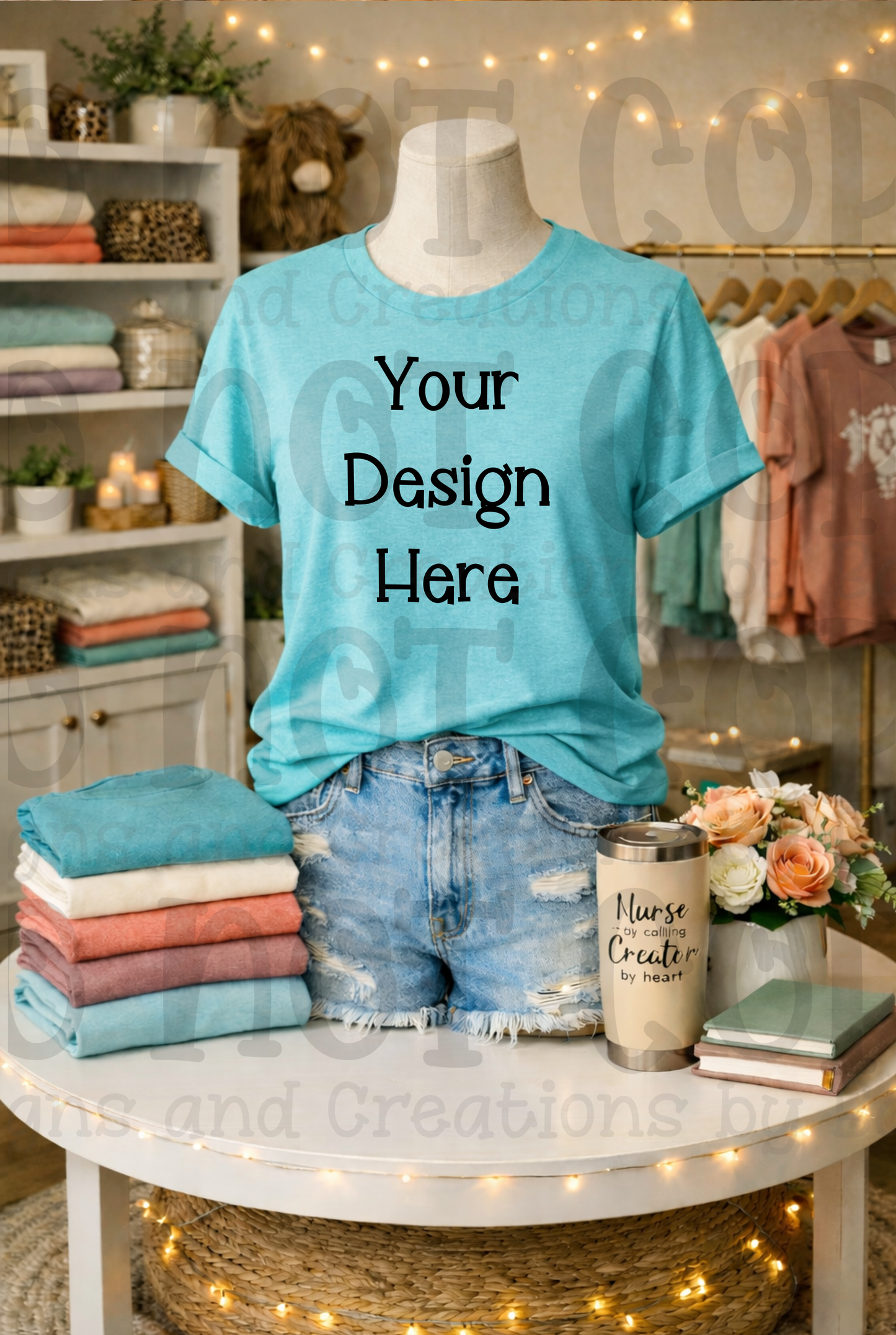 Boutique Mannequin Boho Themed Tshirt Apparel Mock Ups