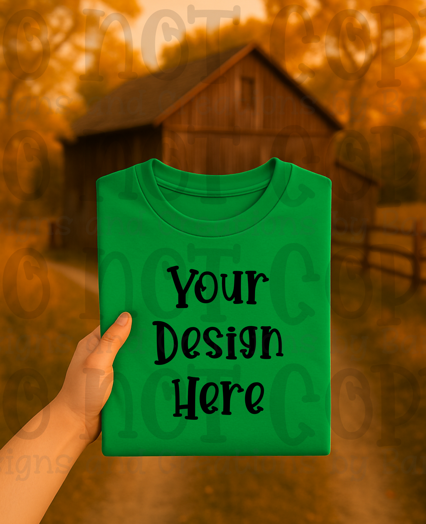 Rustic Barn Holding Folded Tshirt Apparel Mock Ups