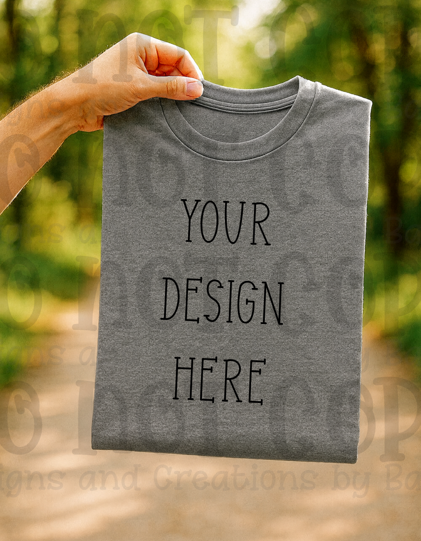 Lifestyle with Road Holding Folded Tshirt Apparel Mock Ups