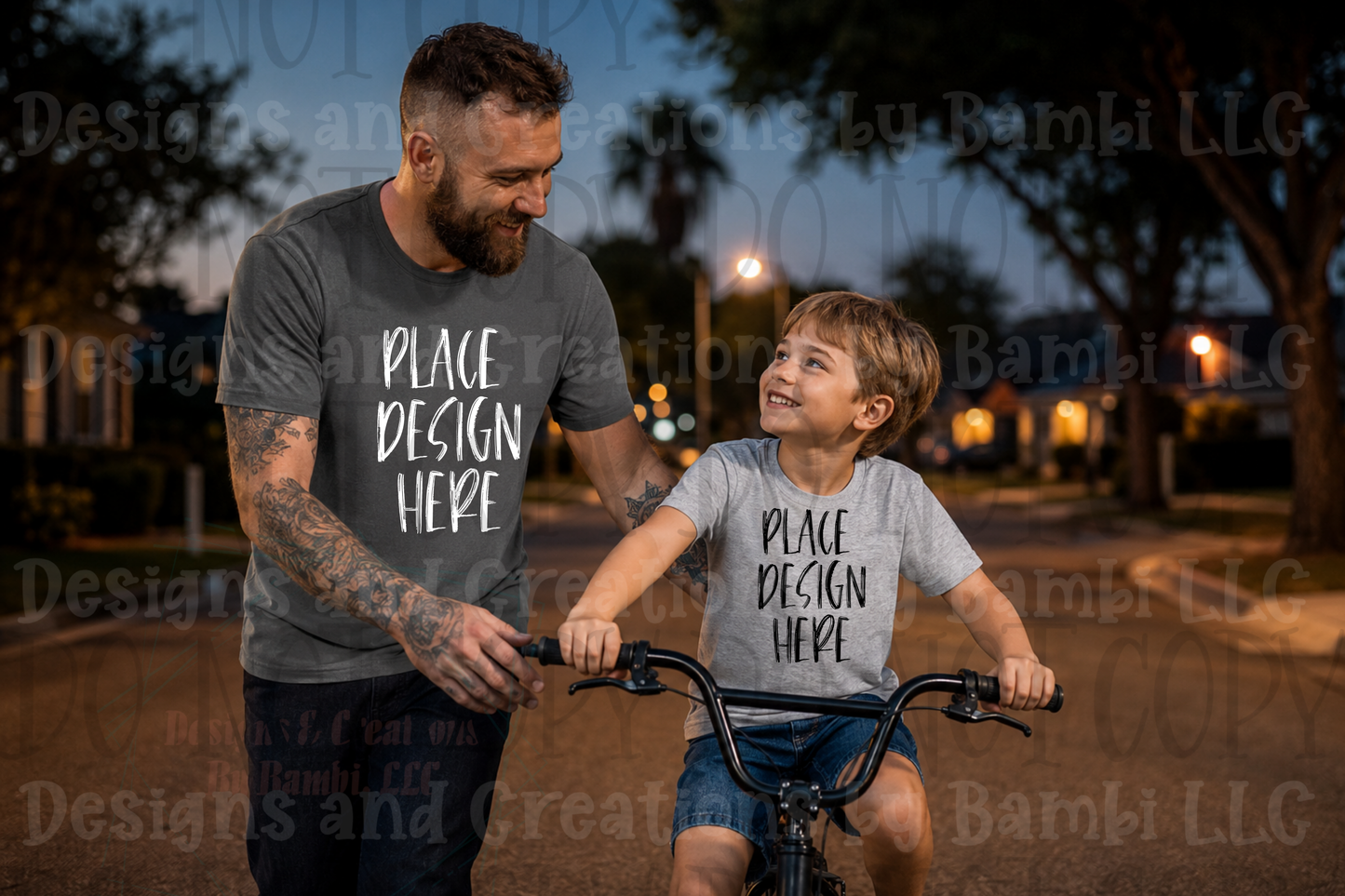 Variety of Father's Day Scene Apparel Mock Ups (Gildan Brand Only)
