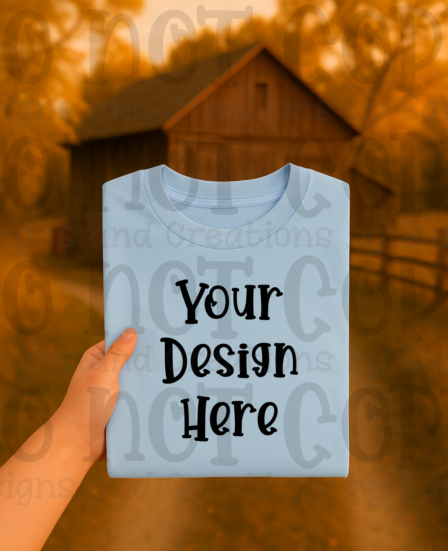 Rustic Barn Holding Folded Tshirt Apparel Mock Ups
