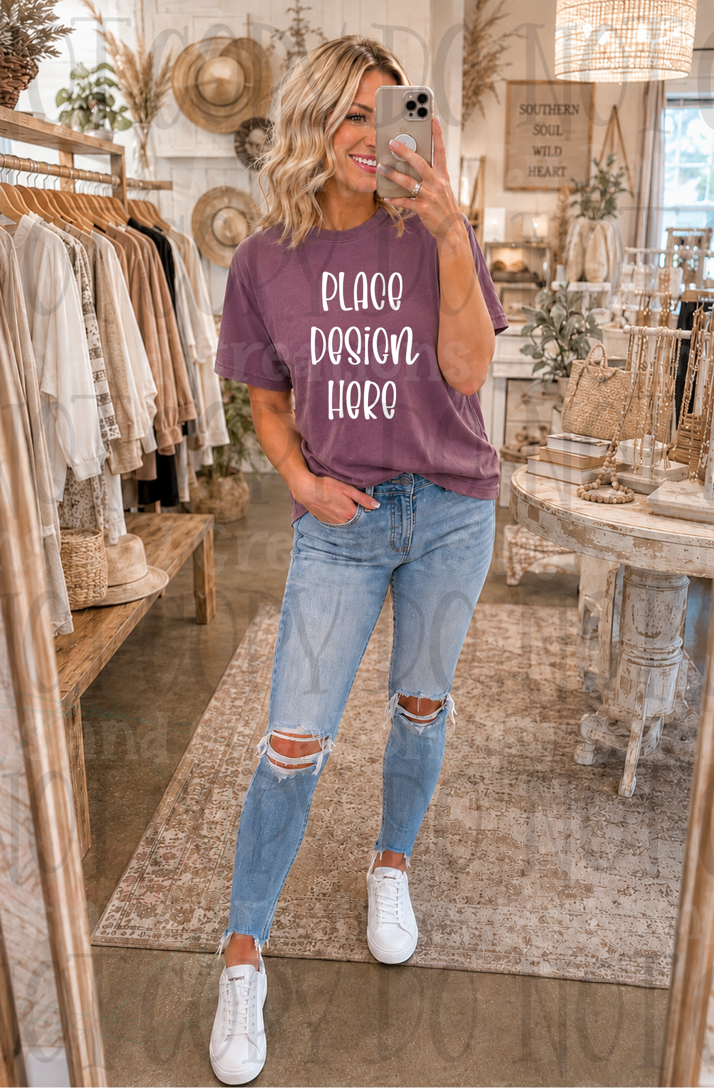 Variety of Boho Style Apparel Mock Ups (Bella Canvas and Gildan Brands)