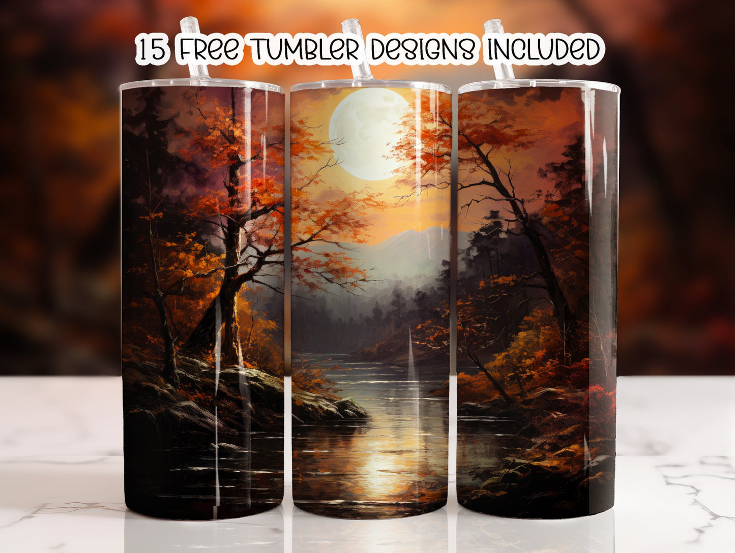 Fall Movie Scene 20 oz Skinny Sublimation Tumbler