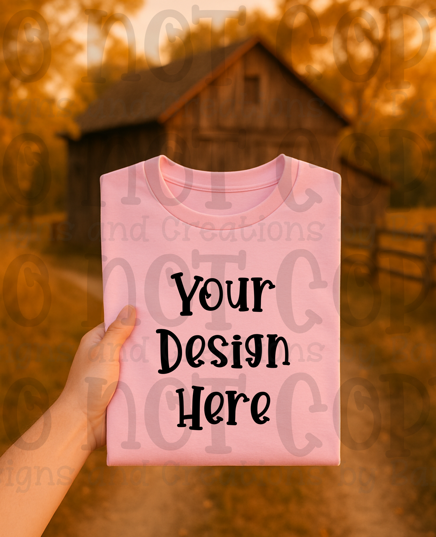 Rustic Barn Holding Folded Tshirt Apparel Mock Ups