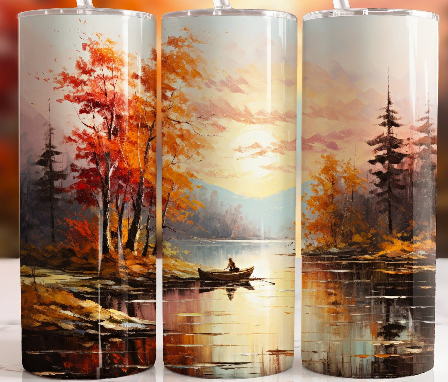 Fall Lake Scene 20 oz Skinny Sublimation Tumbler