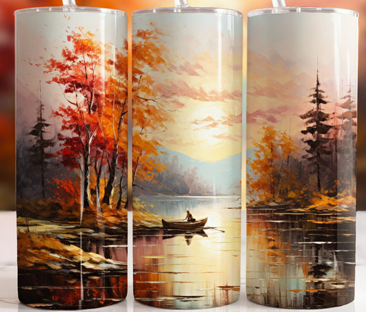 Fall Lake Scene 20 oz Skinny Sublimation Tumbler