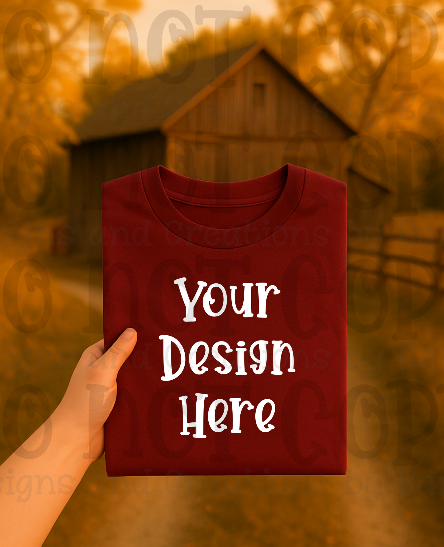 Rustic Barn Holding Folded Tshirt Apparel Mock Ups