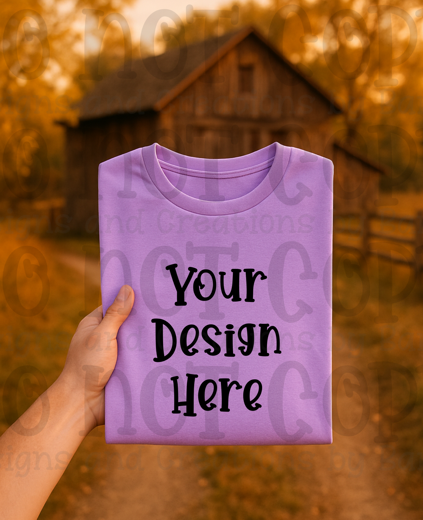 Rustic Barn Holding Folded Tshirt Apparel Mock Ups