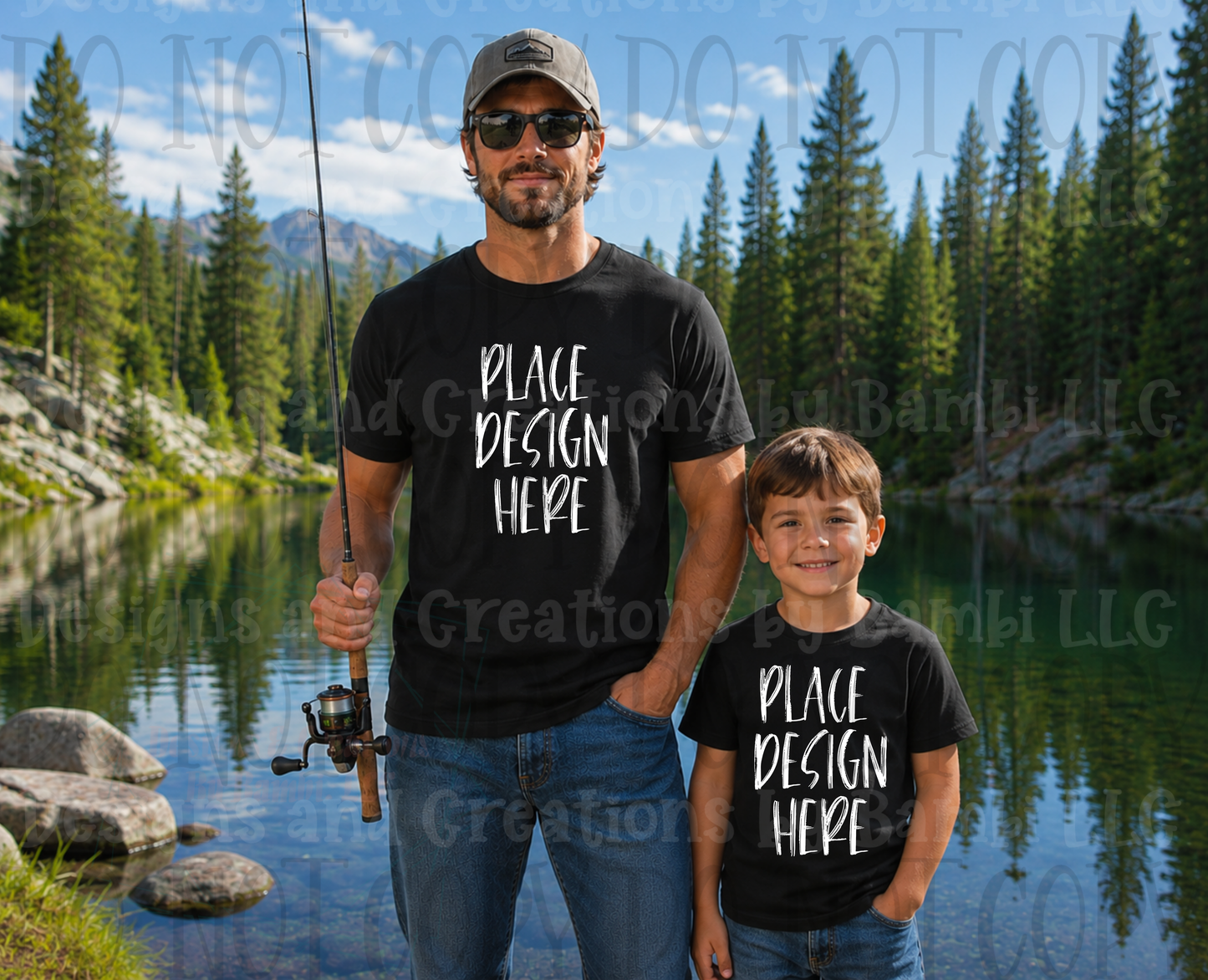 Variety of Father's Day Scene Apparel Mock Ups (Gildan Brand Only)