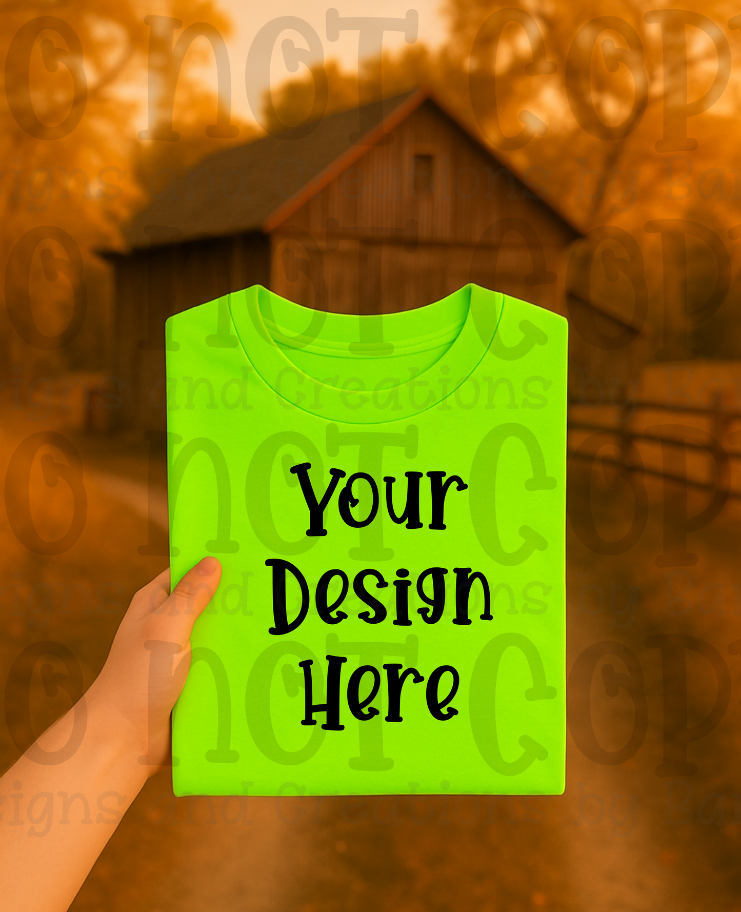 Rustic Barn Holding Folded Tshirt Apparel Mock Ups