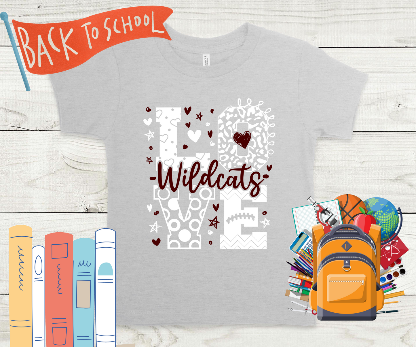 Love Wildcats in White and Maroon
