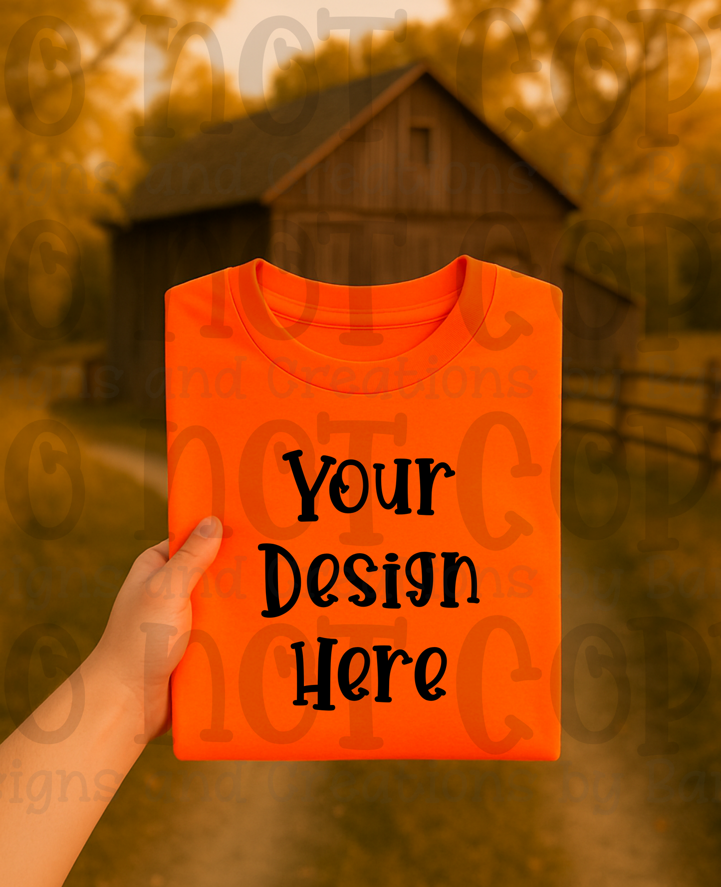 Rustic Barn Holding Folded Tshirt Apparel Mock Ups