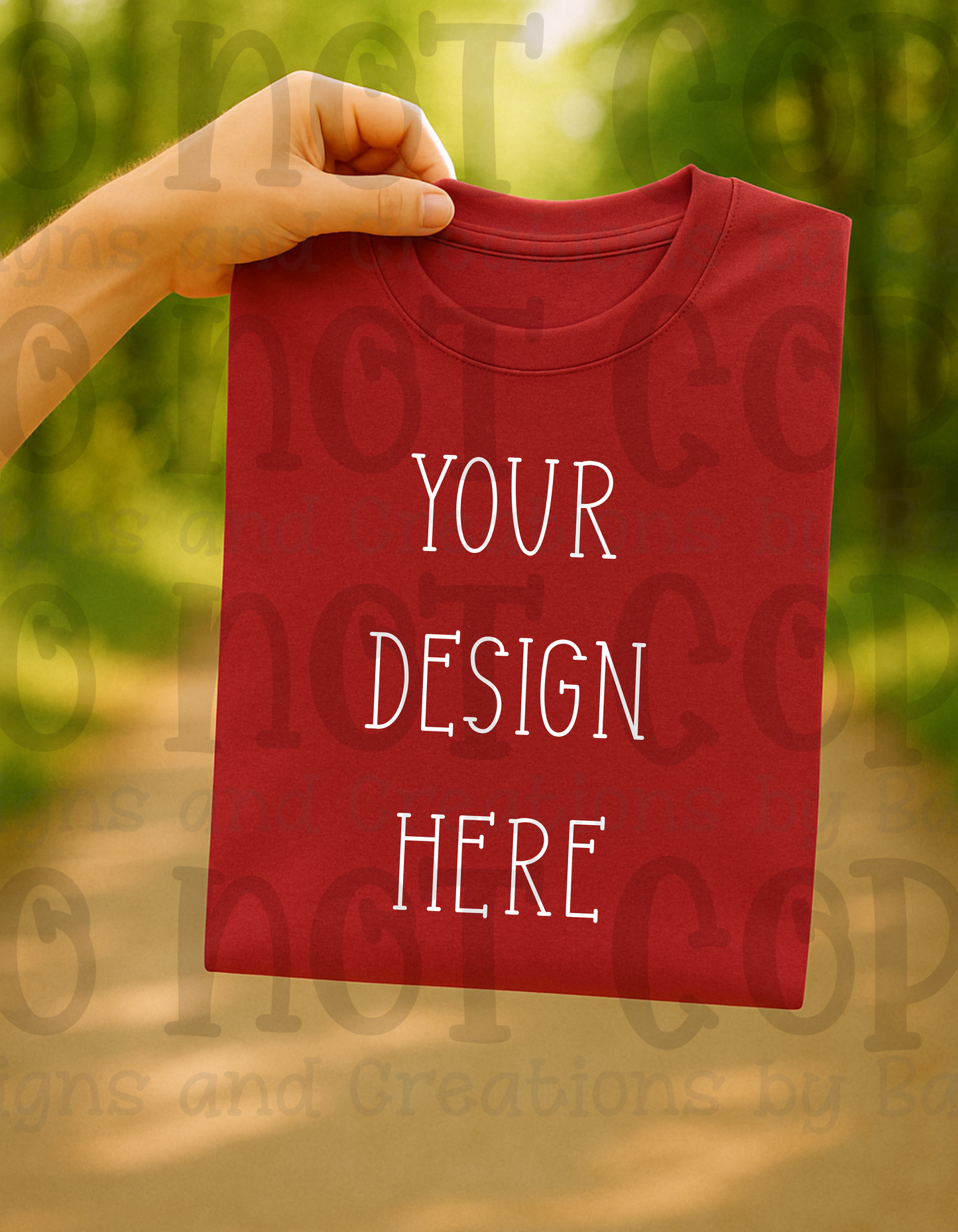 Lifestyle with Road Holding Folded Tshirt Apparel Mock Ups