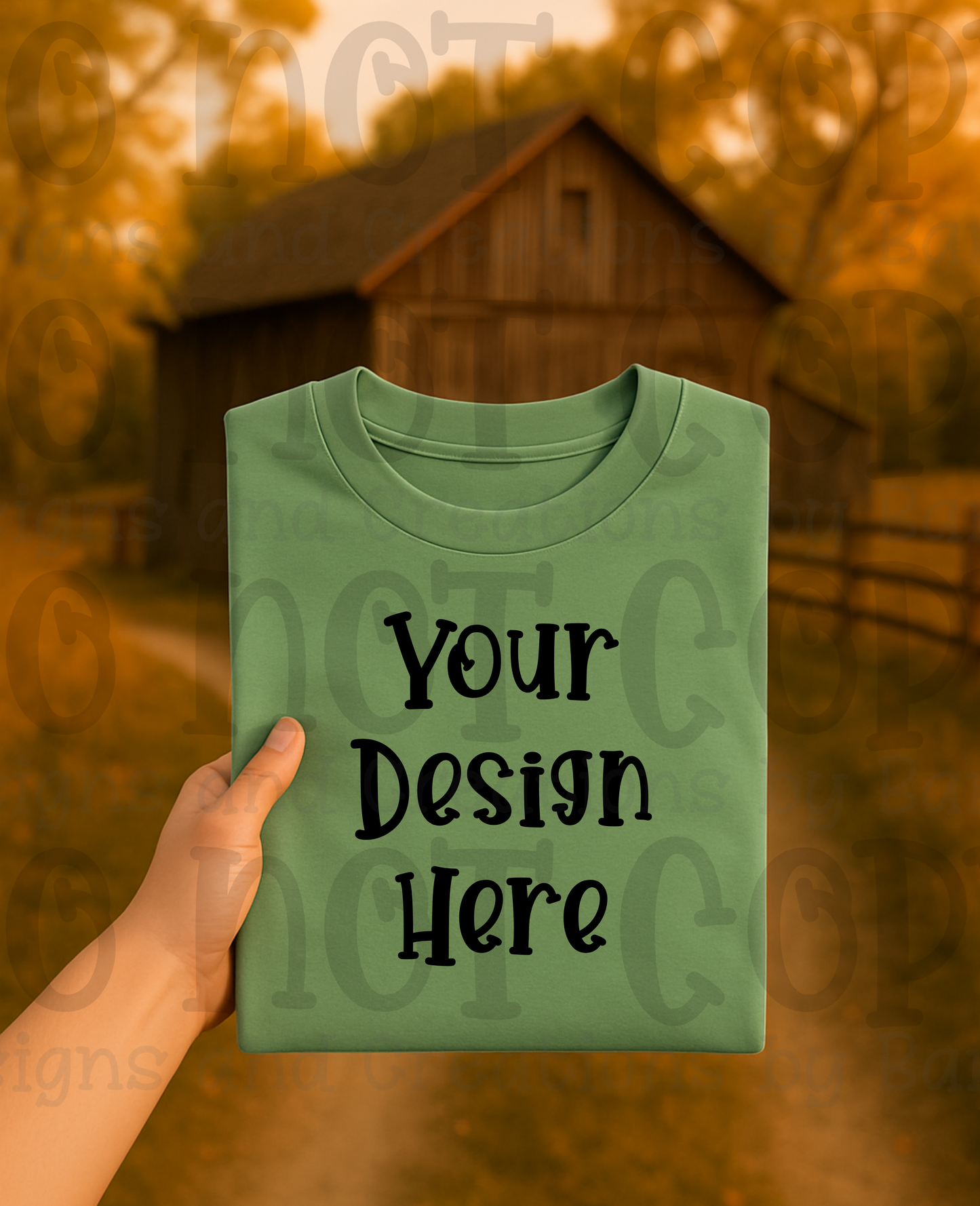 Rustic Barn Holding Folded Tshirt Apparel Mock Ups