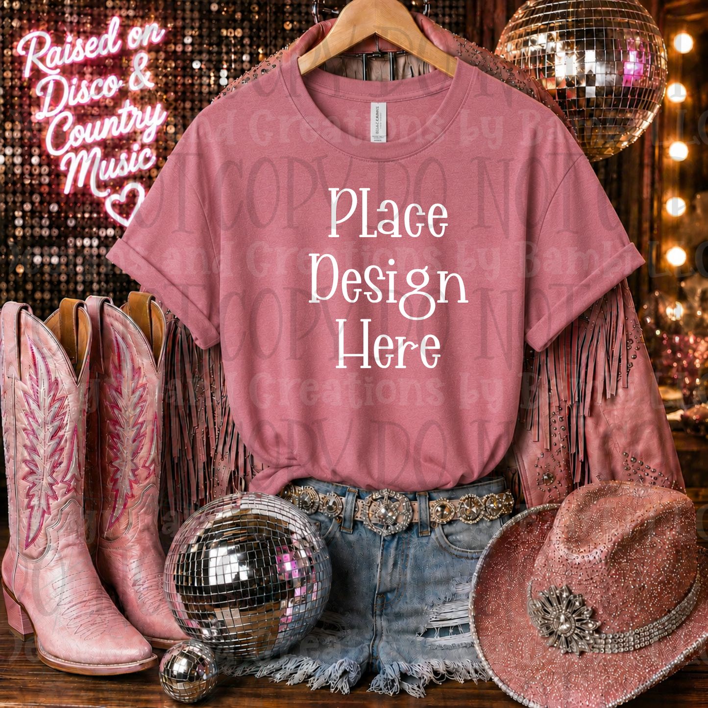 Pink Glam Western Apparel Mock Ups (Bella Canvas, Comfort Color, and Gildan Brand)