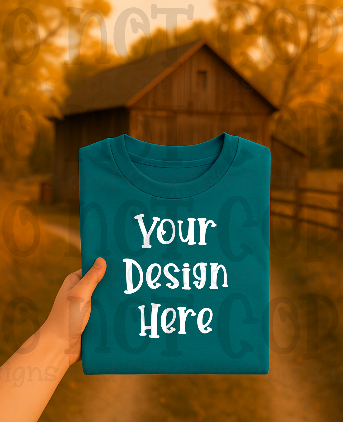 Rustic Barn Holding Folded Tshirt Apparel Mock Ups