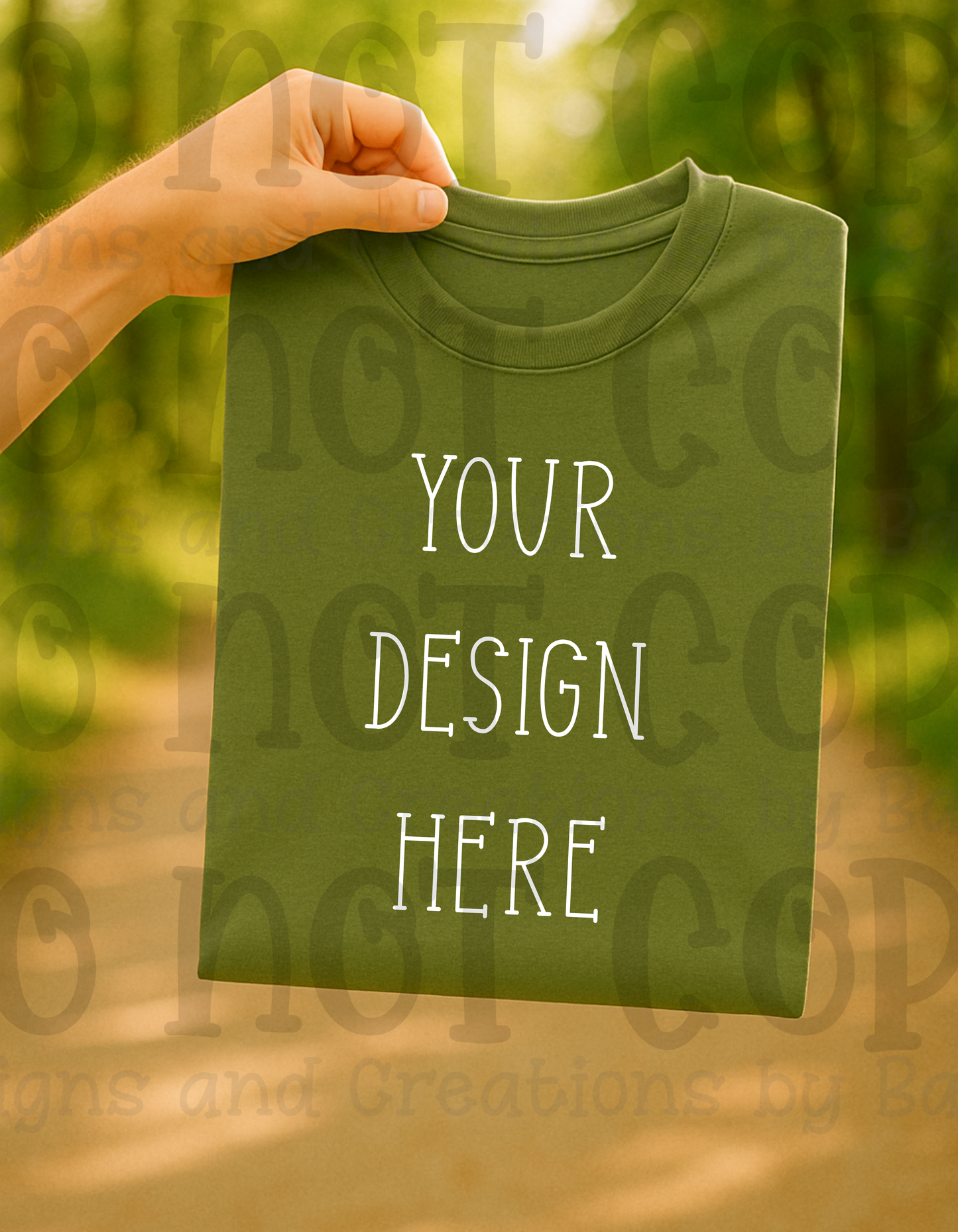 Lifestyle with Road Holding Folded Tshirt Apparel Mock Ups