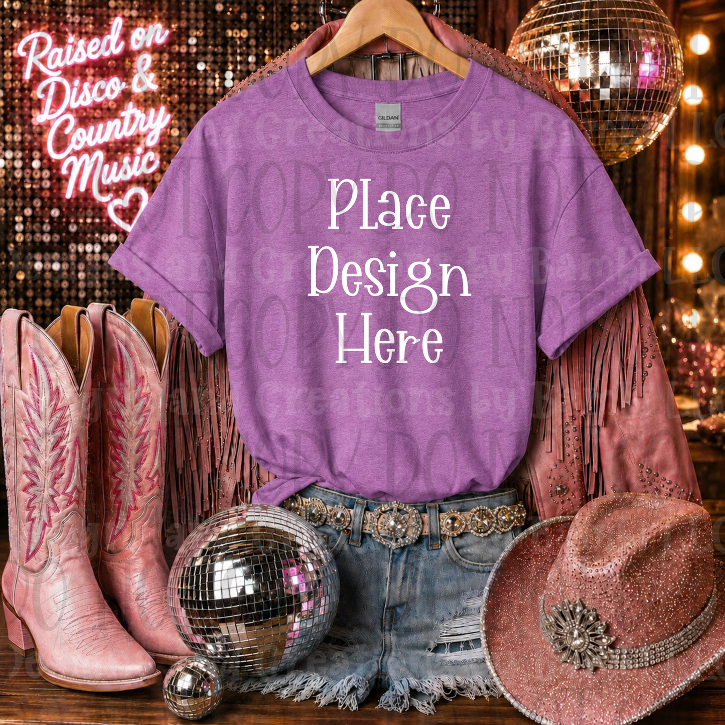 Pink Glam Western Apparel Mock Ups (Bella Canvas, Comfort Color, and Gildan Brand)