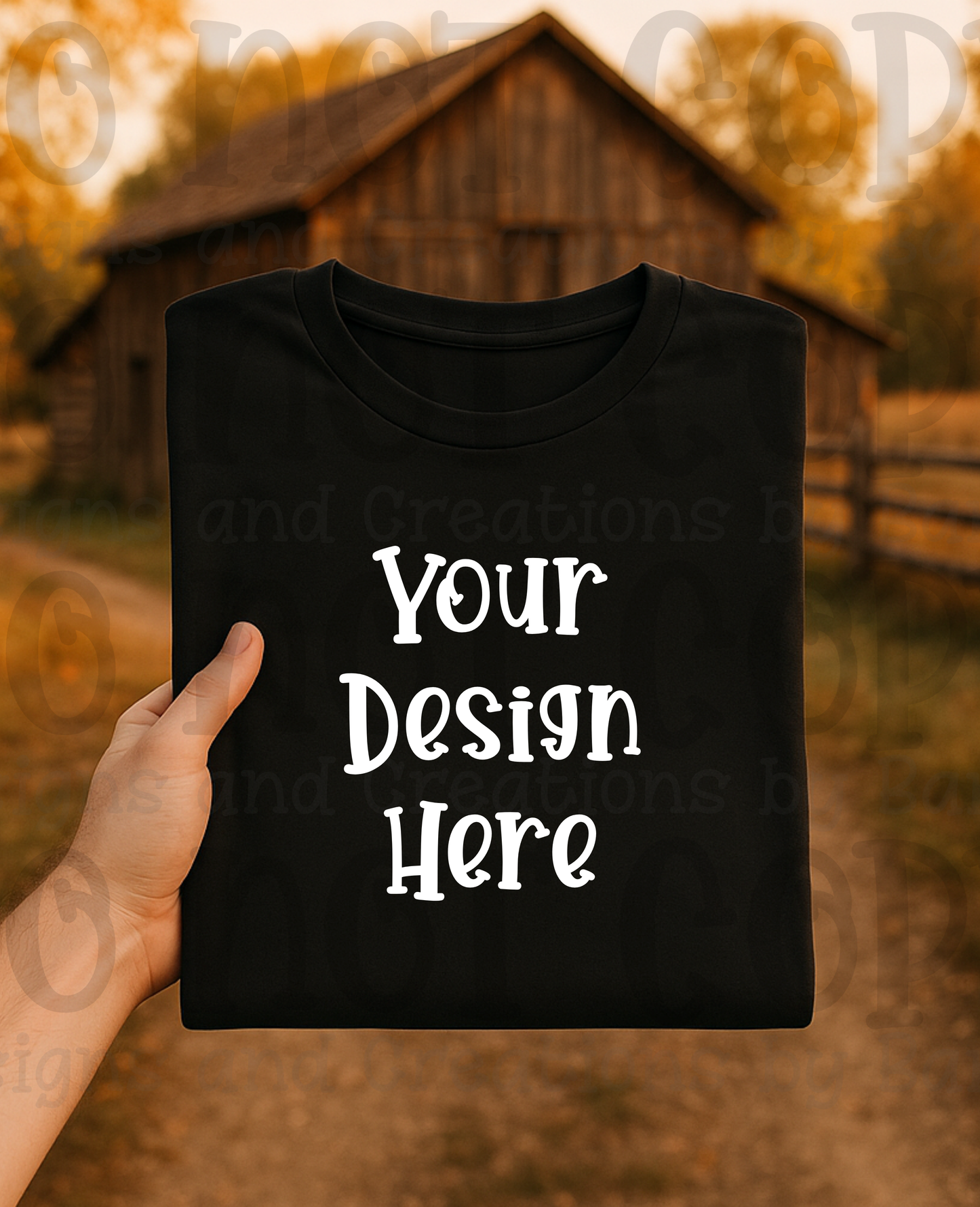 Rustic Barn Holding Folded Tshirt Apparel Mock Ups