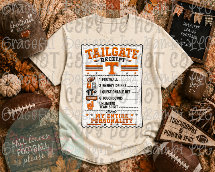 Faux Embroidery Tailgate Receipt College Collection