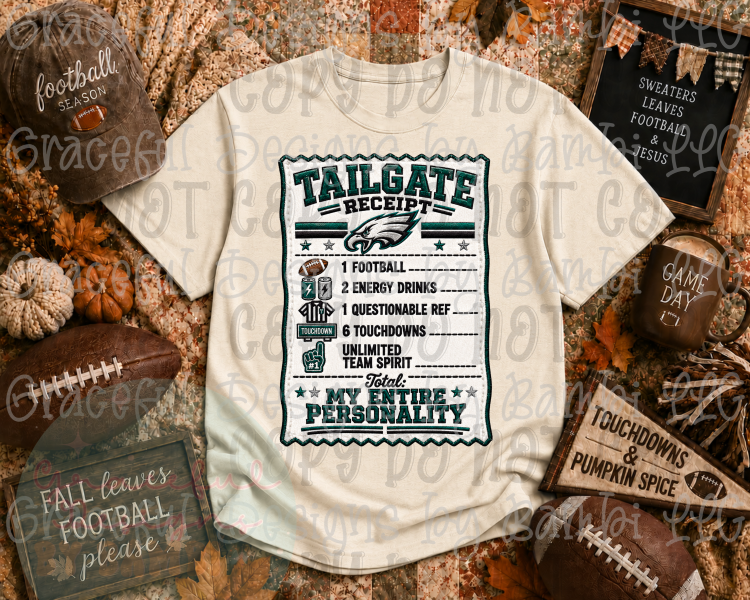 Faux Embroidery Tailgate Receipt Football Collection