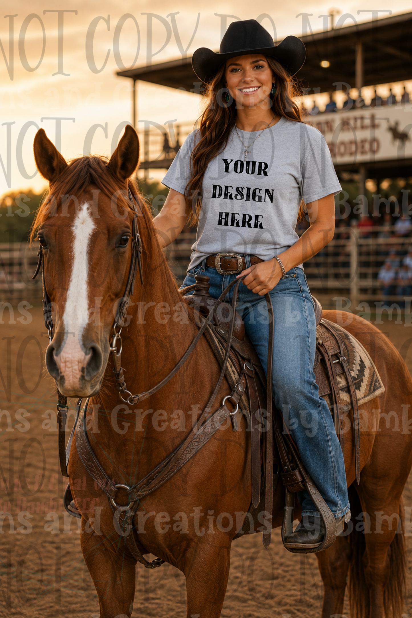 Variety of Rodeo Themed Apparel Mock Ups (Bella Canvas, Comfort Color, and Gildan Brand)