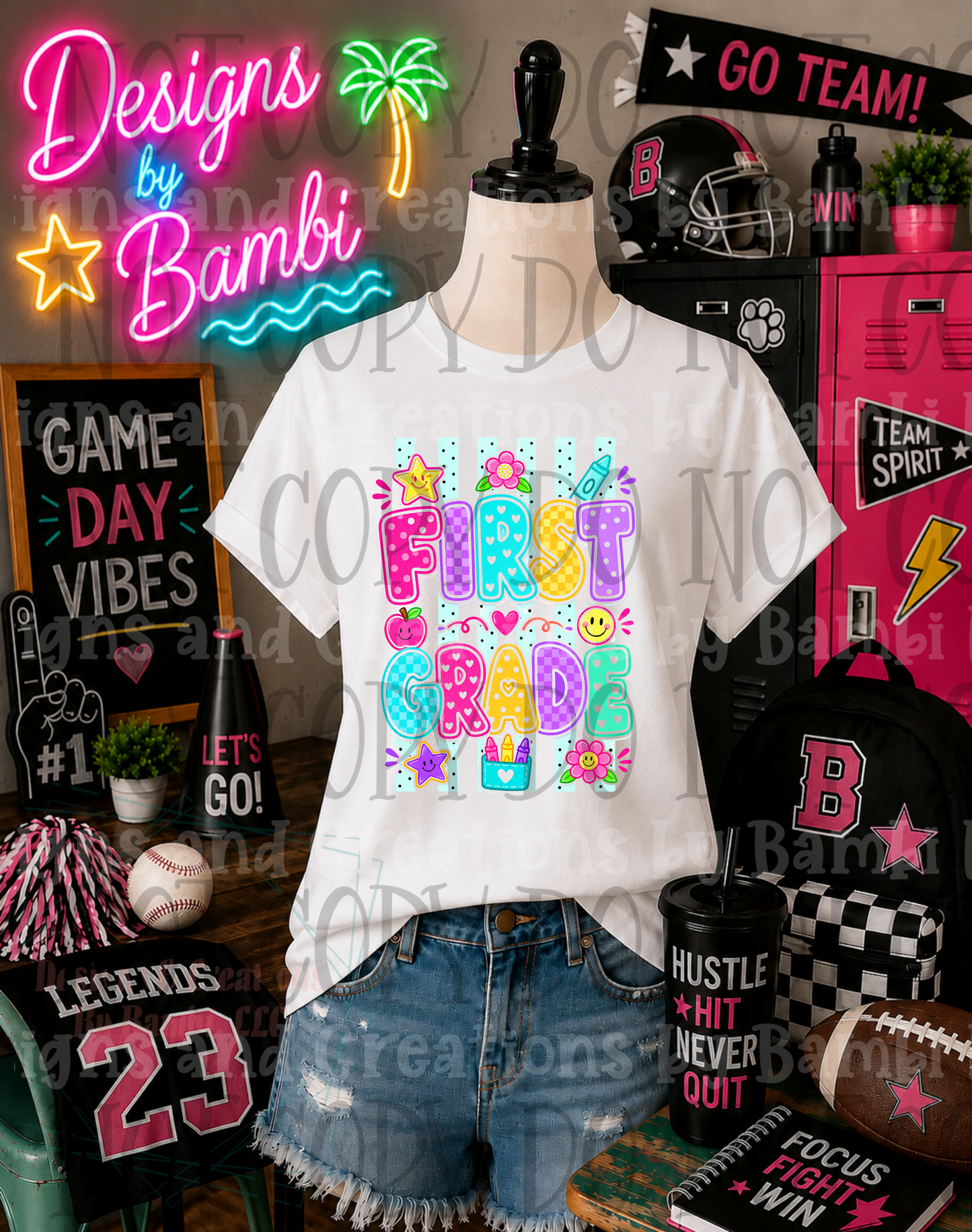Striped Neon Back To School Grade Collection