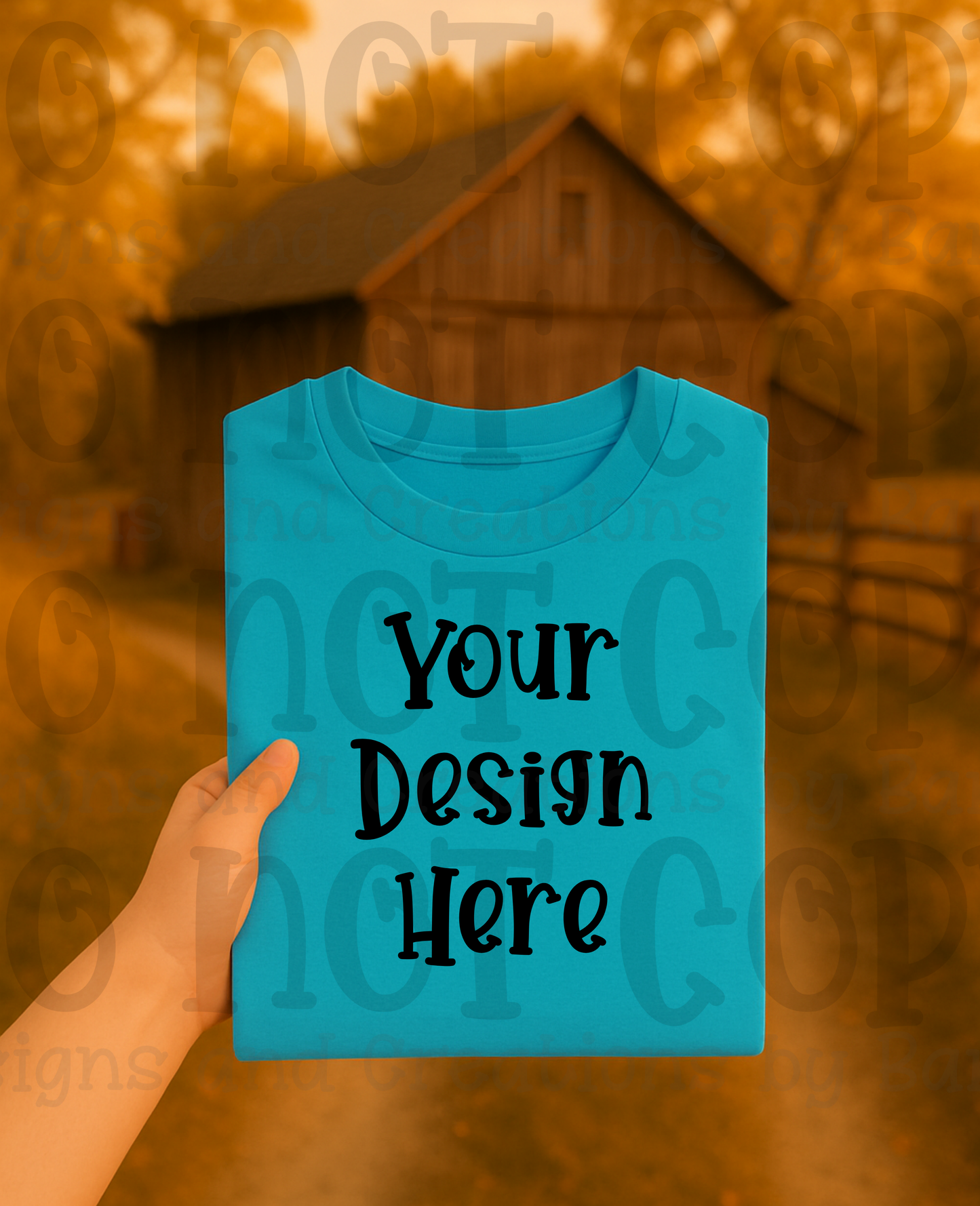 Rustic Barn Holding Folded Tshirt Apparel Mock Ups