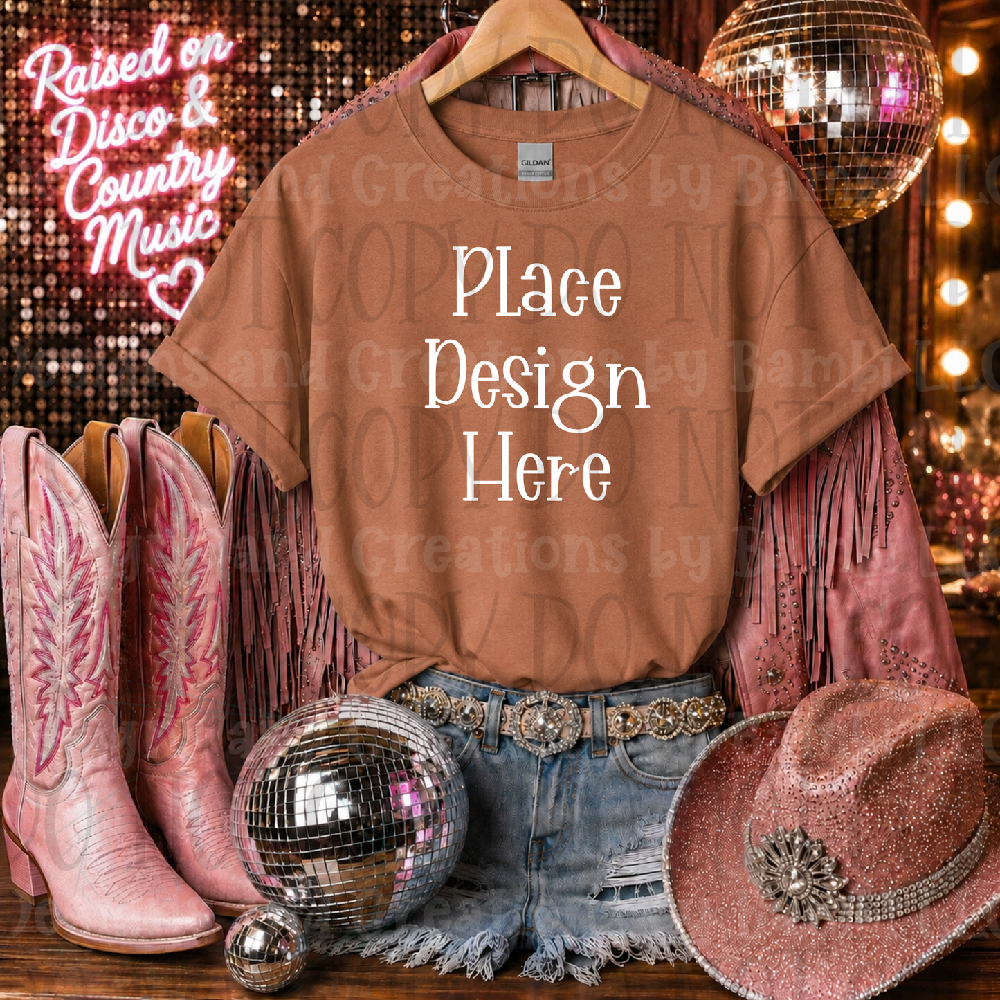 Pink Glam Western Apparel Mock Ups (Bella Canvas, Comfort Color, and Gildan Brand)
