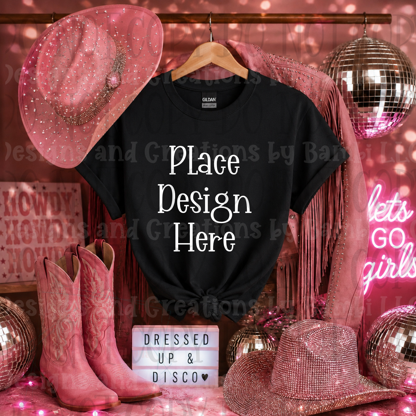 Pink Glam Western Apparel Mock Ups (Bella Canvas, Comfort Color, and Gildan Brand)