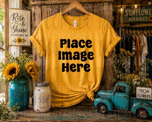 Rustic Boutique Sunflower Hanging Apparel Mock Ups (Various Brands)