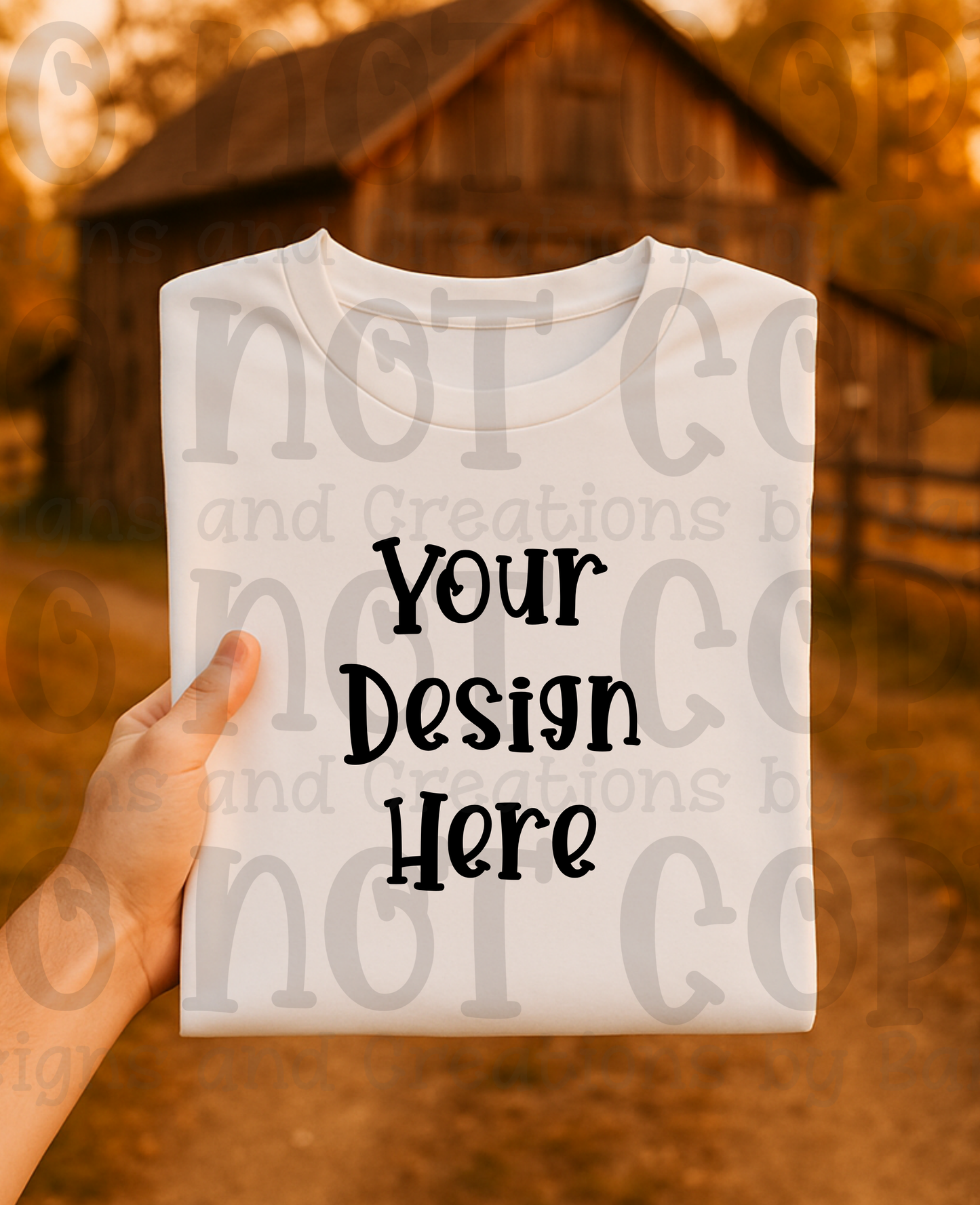 Rustic Barn Holding Folded Tshirt Apparel Mock Ups