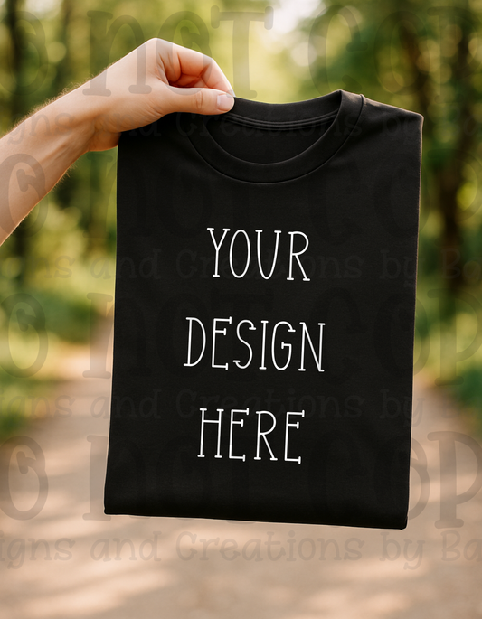 Lifestyle with Road Holding Folded Tshirt Apparel Mock Ups