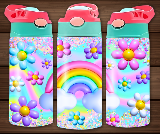 Bright Daisies and Rainbows 12oz Flip Top Sublimation Tumbler
