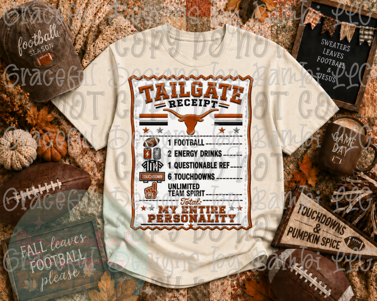 Faux Embroidery Tailgate Receipt College Collection