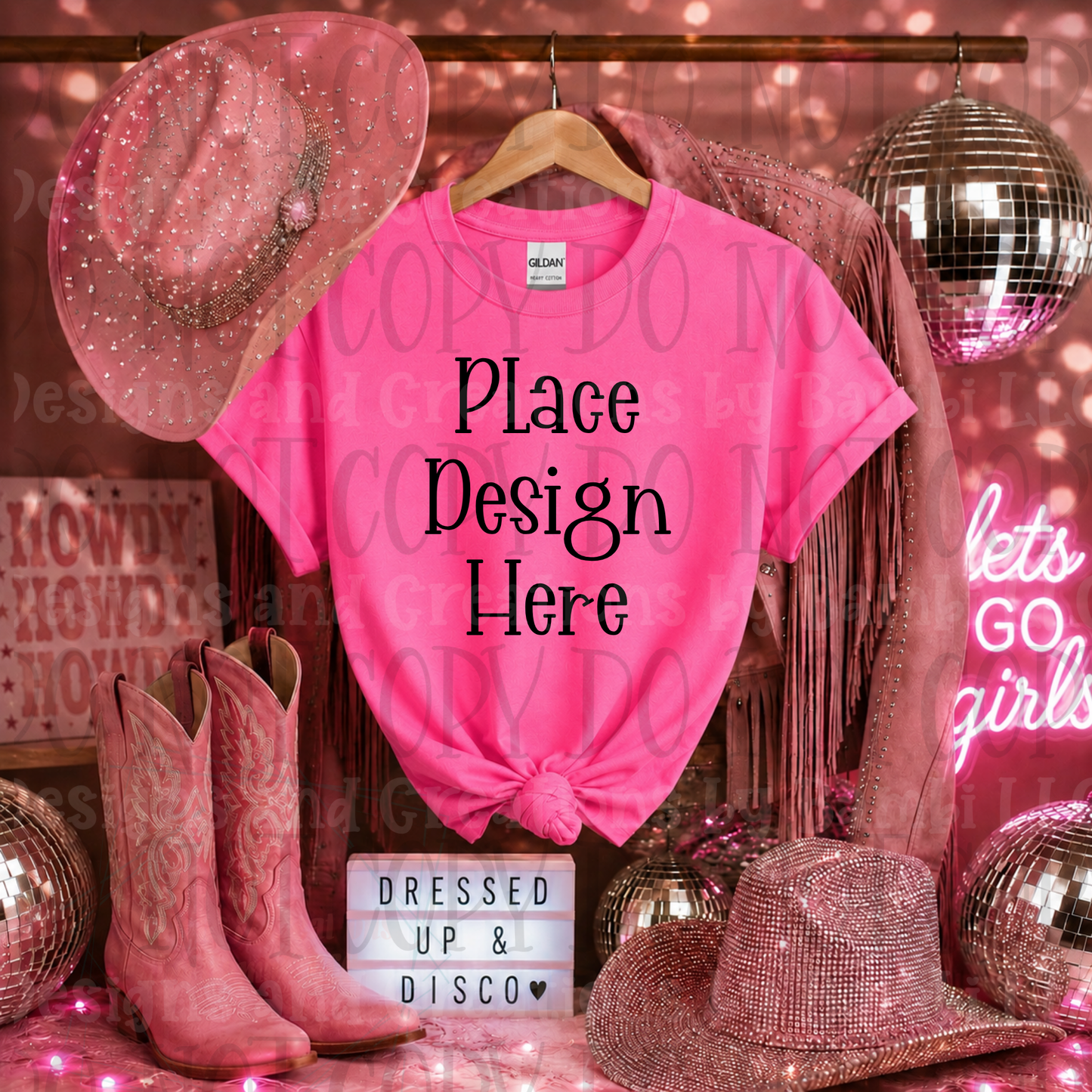 Pink Glam Western Apparel Mock Ups (Bella Canvas, Comfort Color, and Gildan Brand)