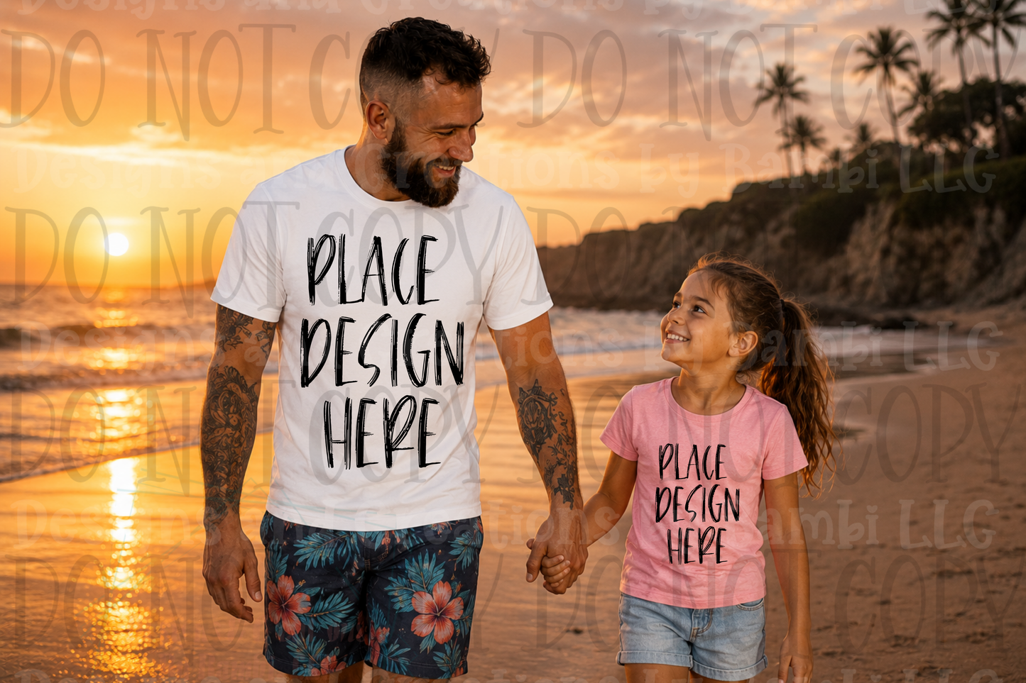 Variety of Father's Day Scene Apparel Mock Ups (Gildan Brand Only)