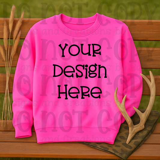 Hunting Rustic with Bench Sweatshirt Apparel Mock Ups