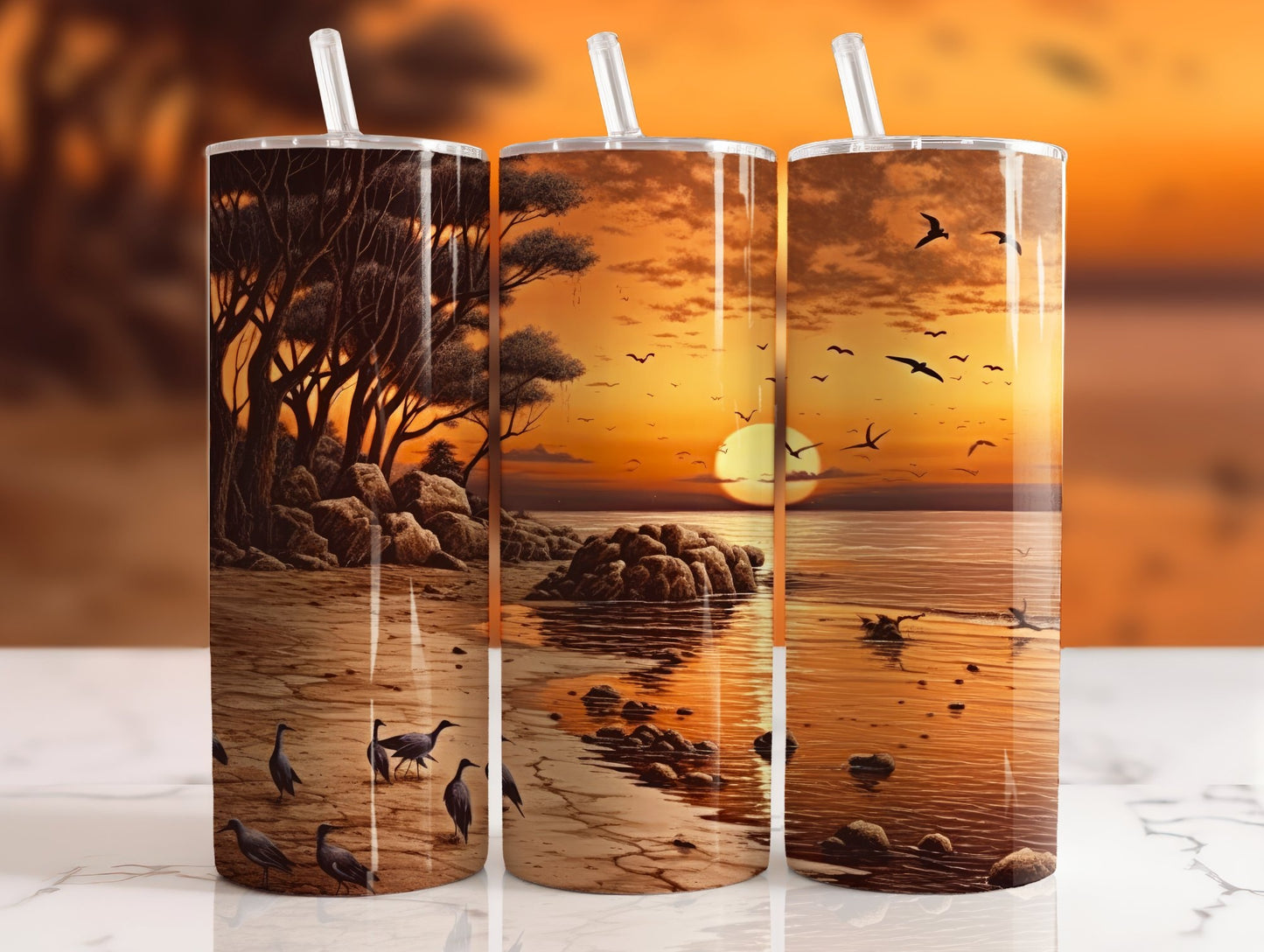 Romantic Beach 20 oz Skinny Sublimation Tumbler