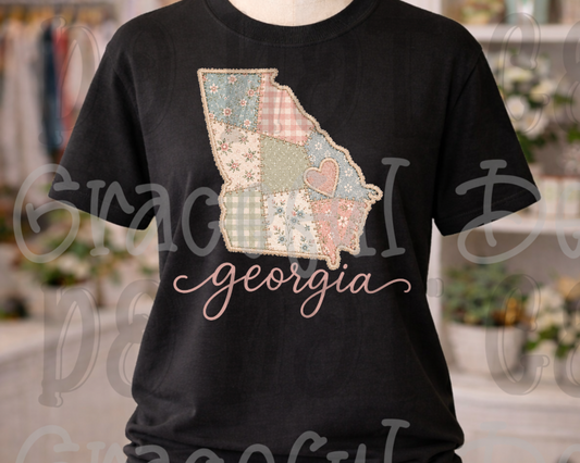 Faux Embroidery Patchwork States Collection