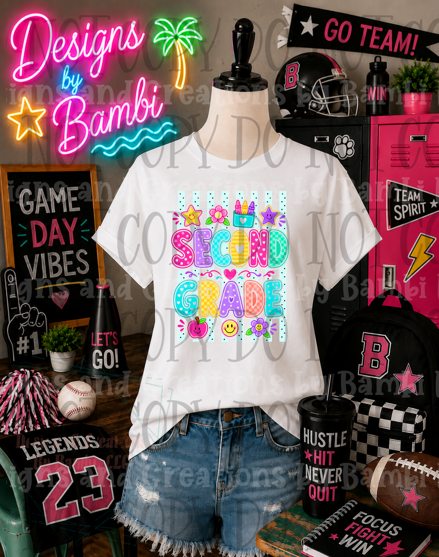 Striped Neon Back To School Grade Collection