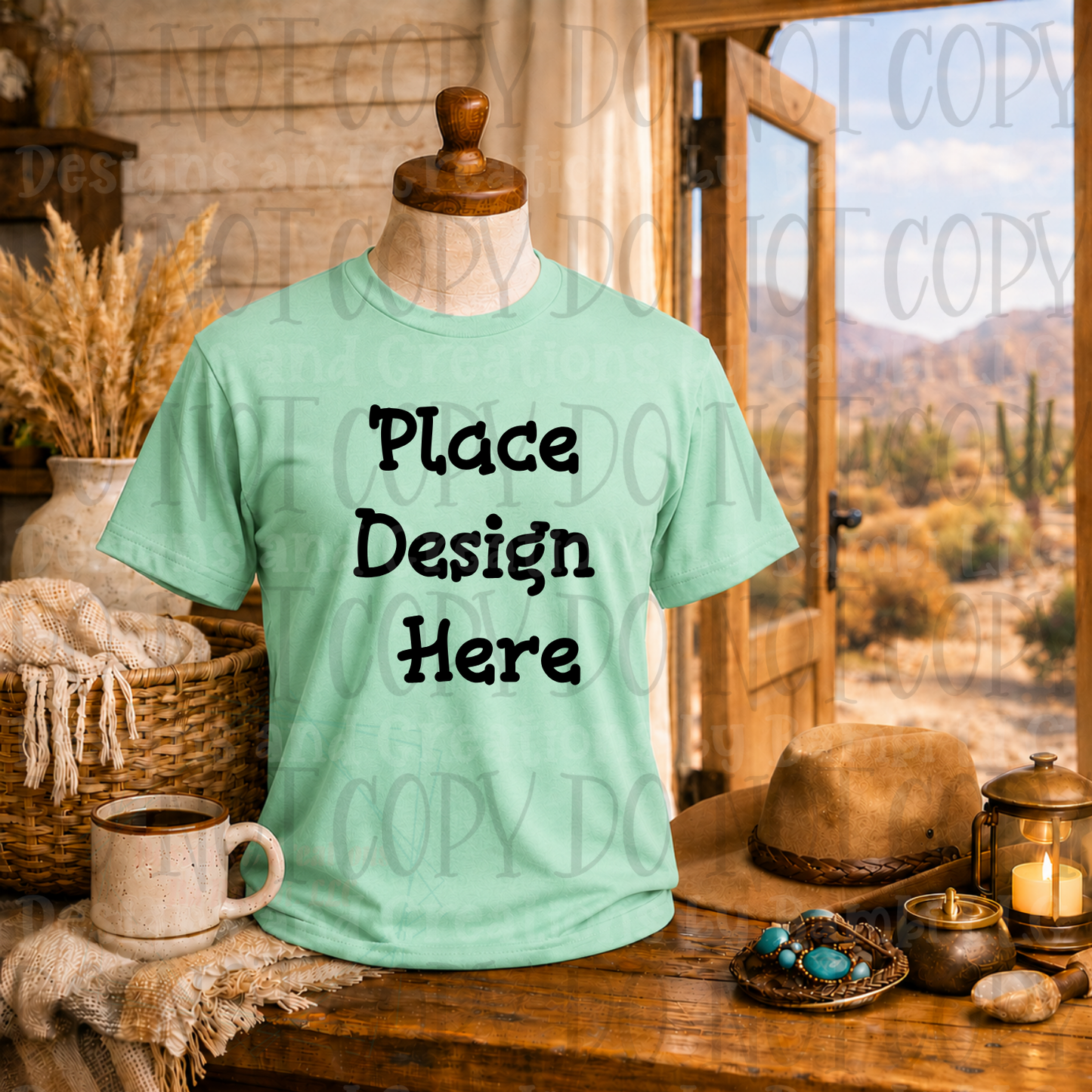 Variety of Western Style Themes and Scene Apparel Mock Ups (Various Brands)