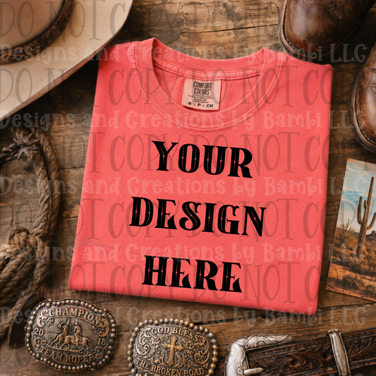 Variety of Rodeo Themed Apparel Mock Ups (Bella Canvas, Comfort Color, and Gildan Brand)