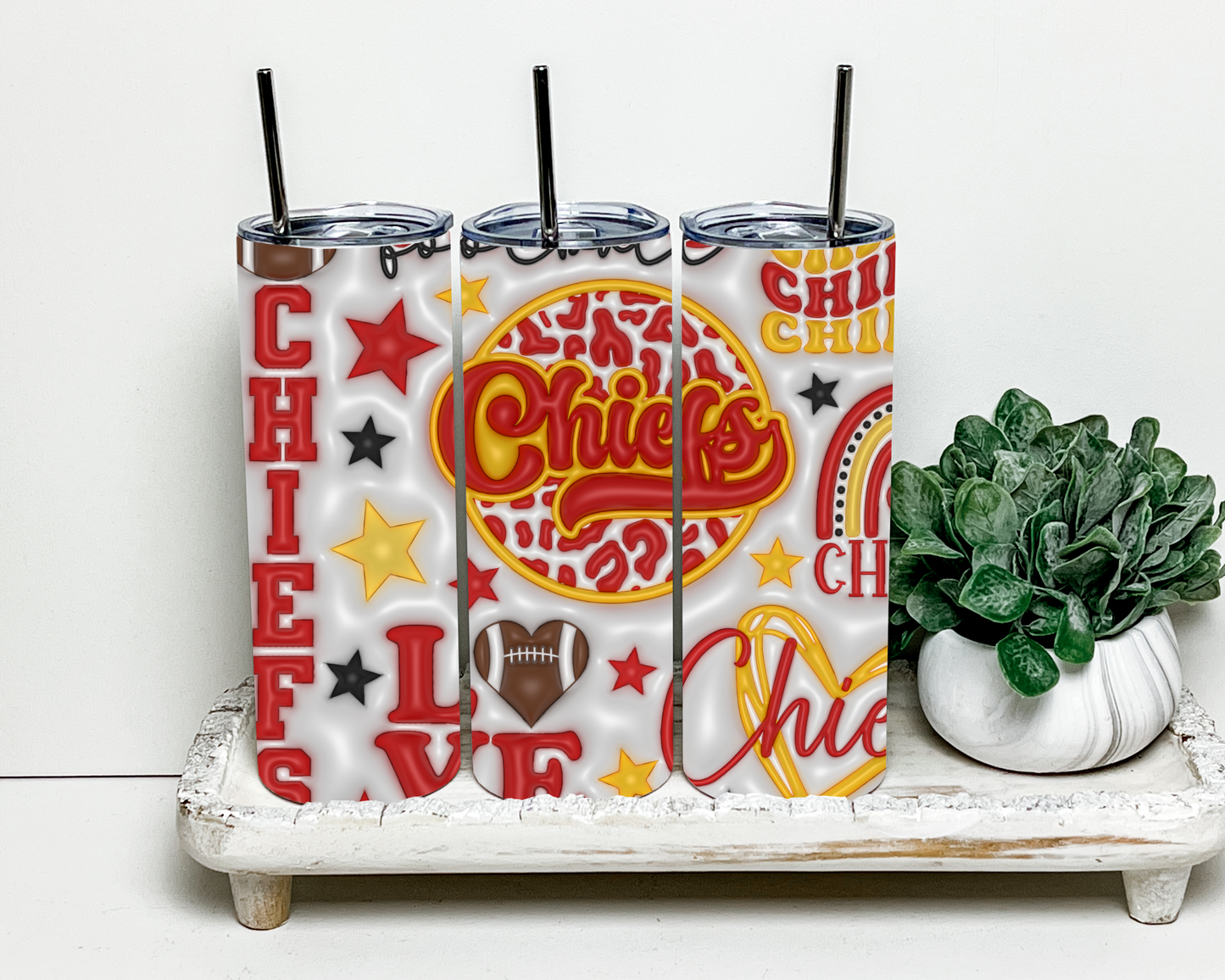 Love KC Chiefs 20 oz Skinny Sublimation Tumbler